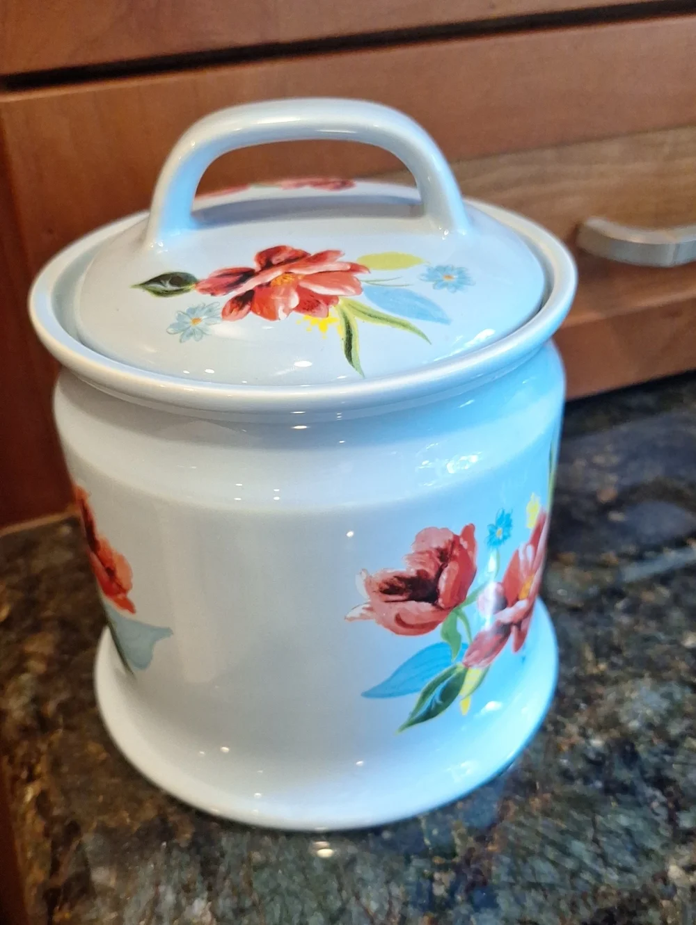 Pioneer Woman Fresh Garlic Ceramic Keeper Floral Design In Excellent Condition